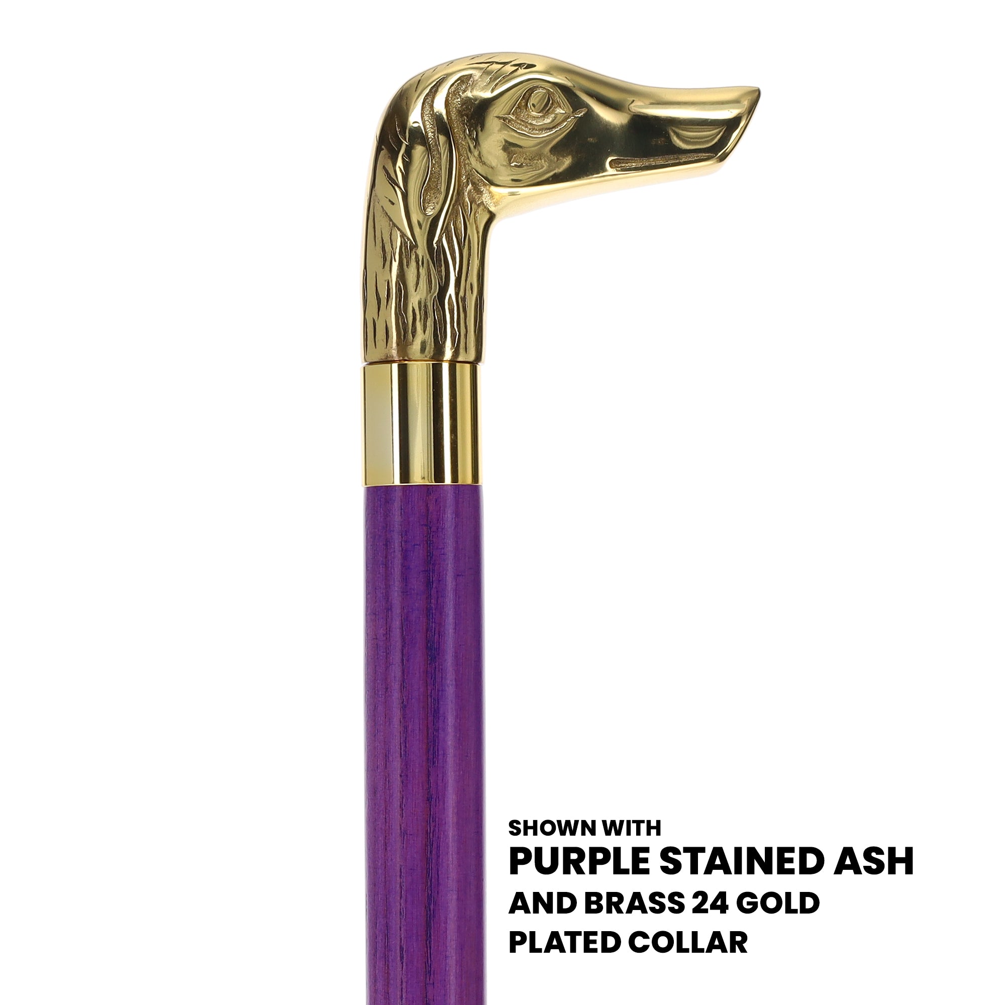 Premium Brass Dog Handle Cane: Stained Custom Color Shaft