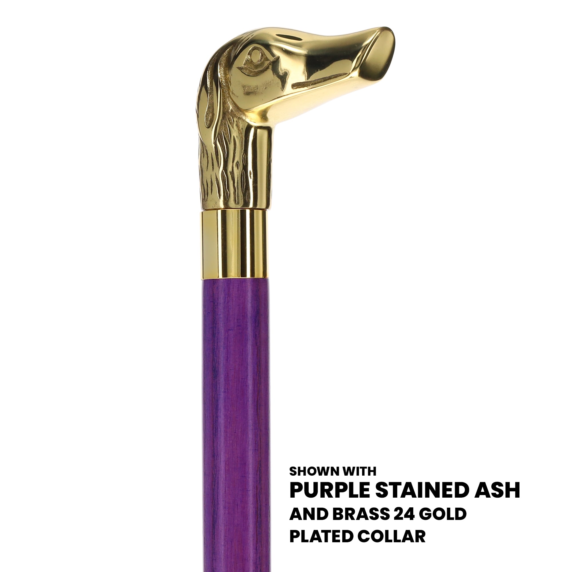 Premium Brass Dog Handle Cane: Stained Custom Color Shaft