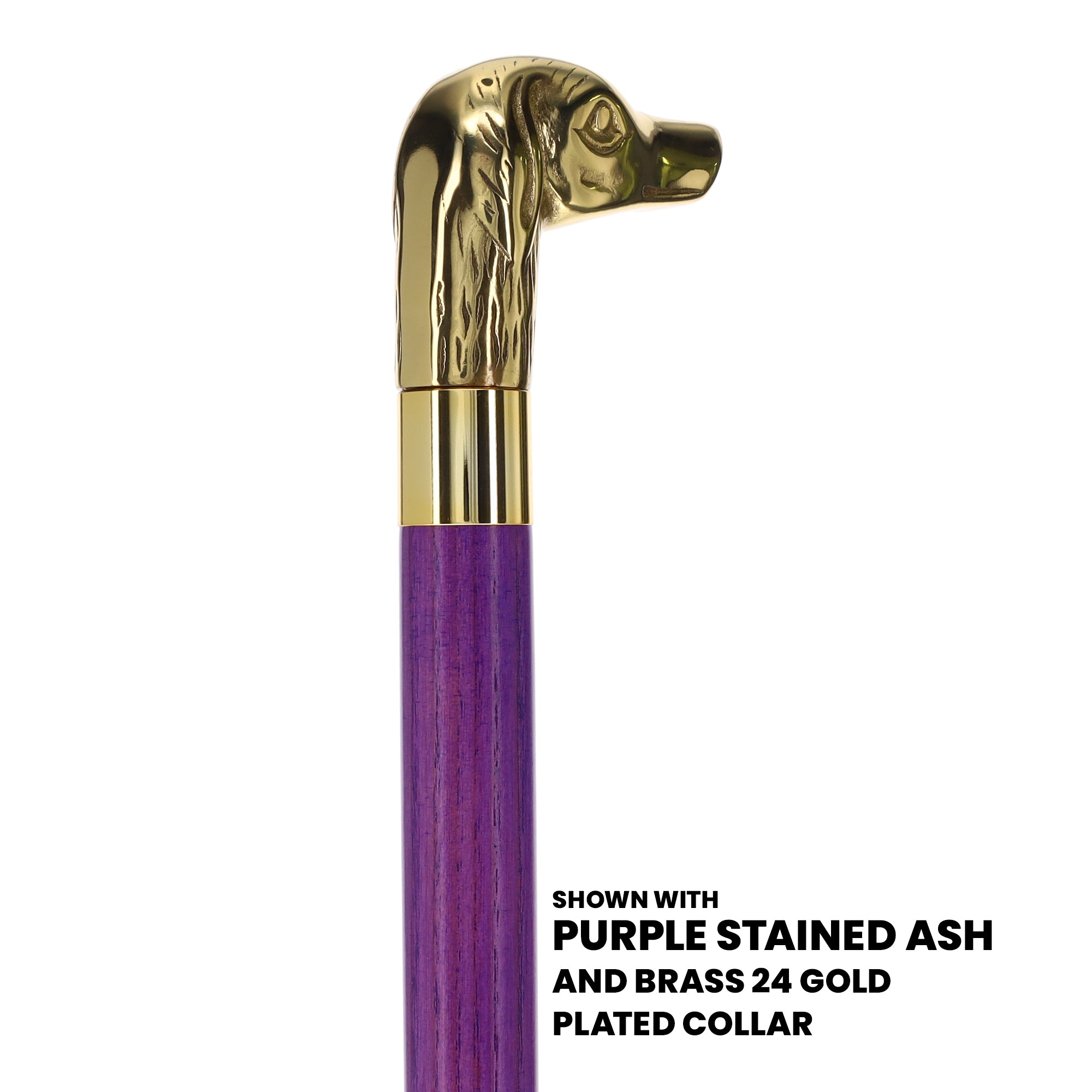 Premium Brass Dog Handle Cane: Stained Custom Color Shaft