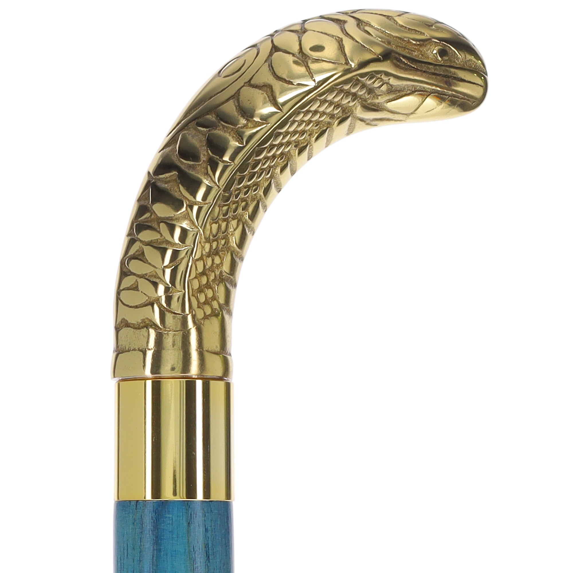Premium Brass Snake Handle Cane: Stained Custom Color Shaft