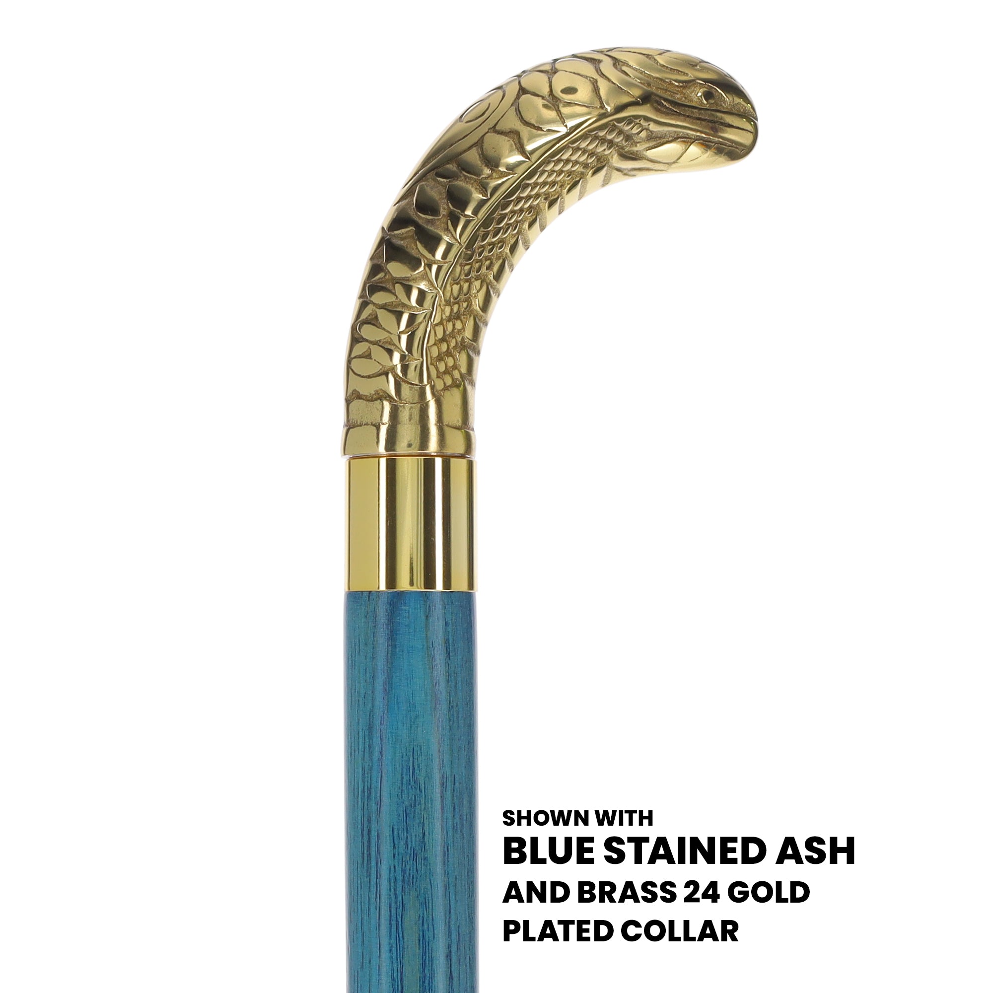 Premium Brass Snake Handle Cane: Stained Custom Color Shaft