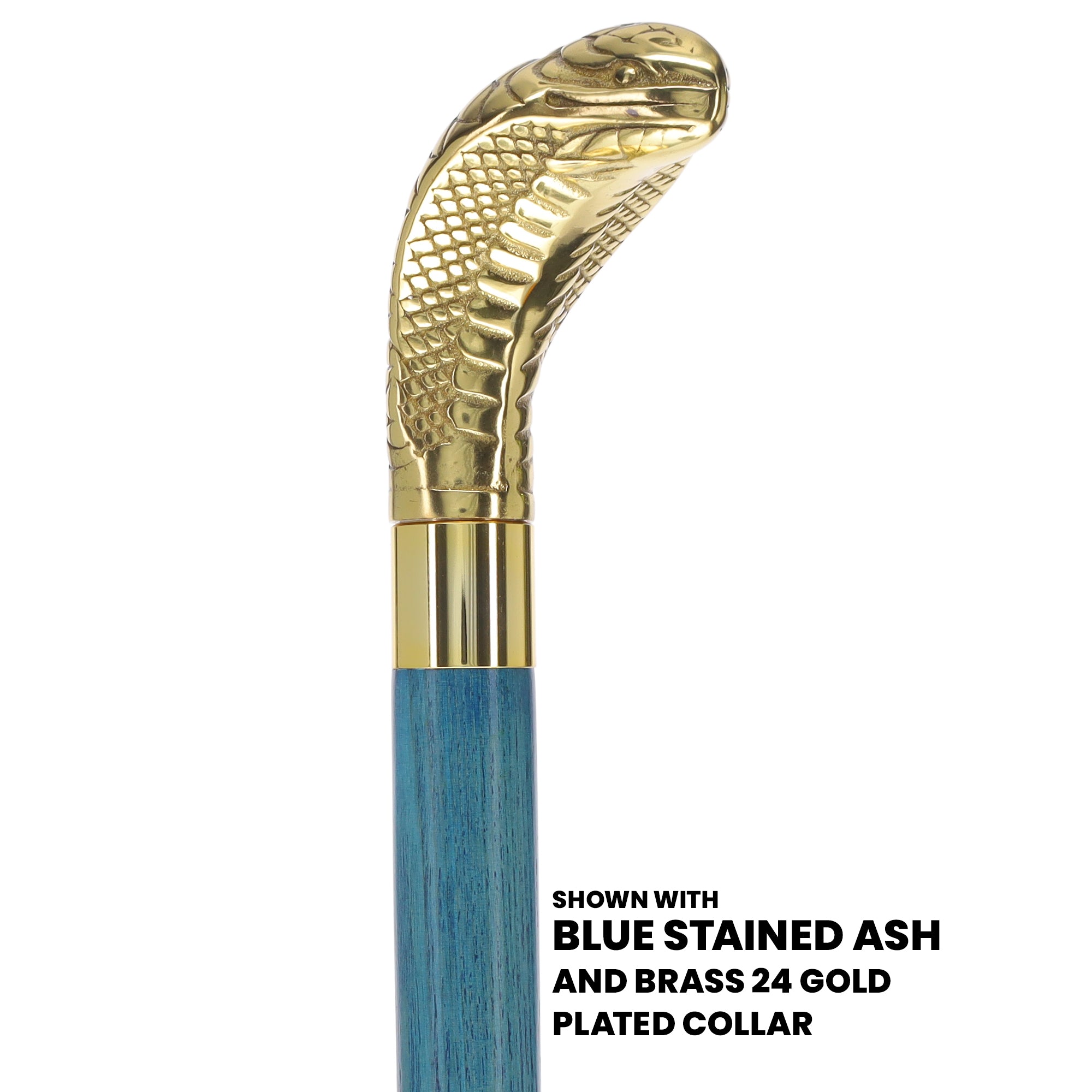 Premium Brass Snake Handle Cane: Stained Custom Color Shaft