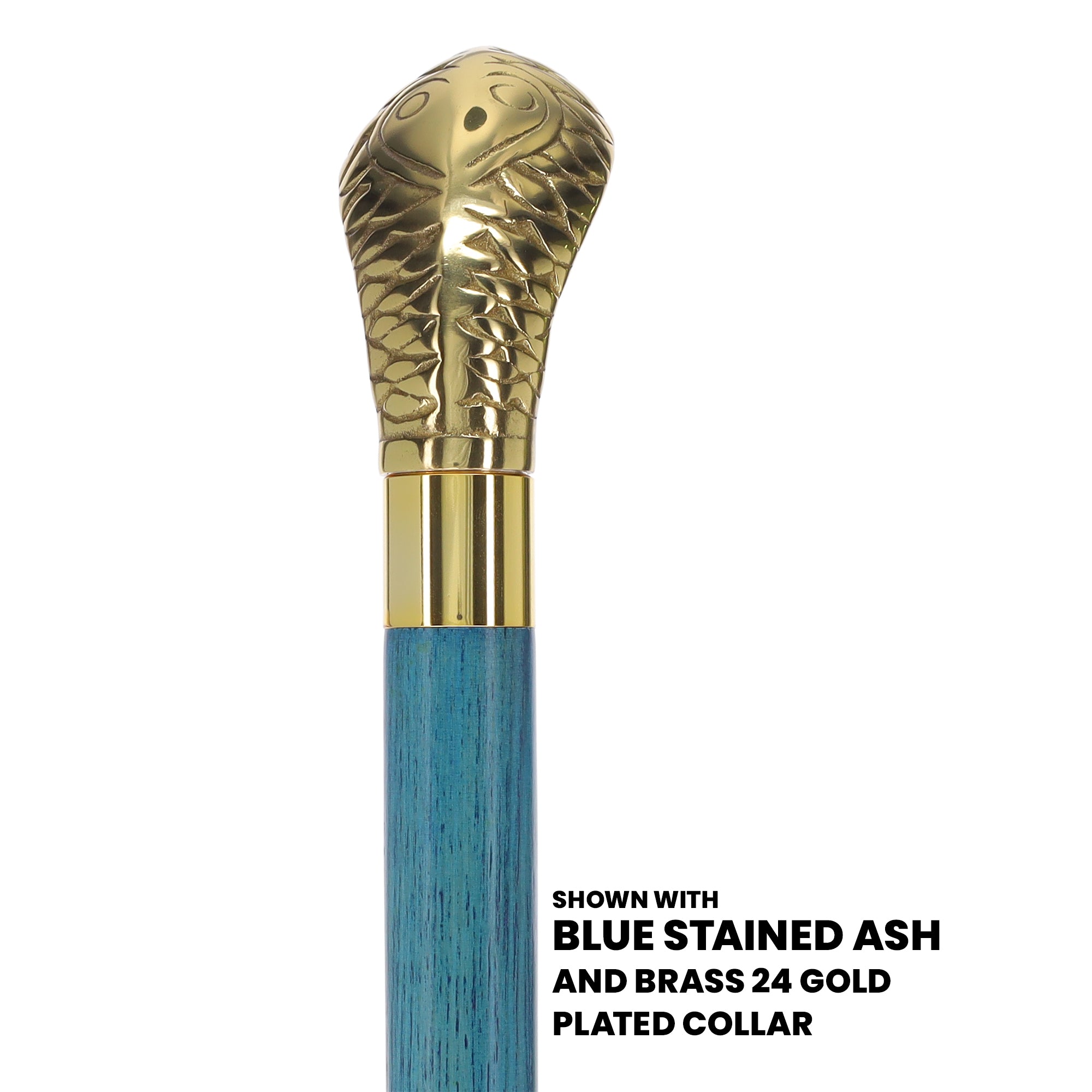 Premium Brass Snake Handle Cane: Stained Custom Color Shaft