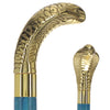 Premium Brass Snake Handle Cane: Stained Custom Color Shaft