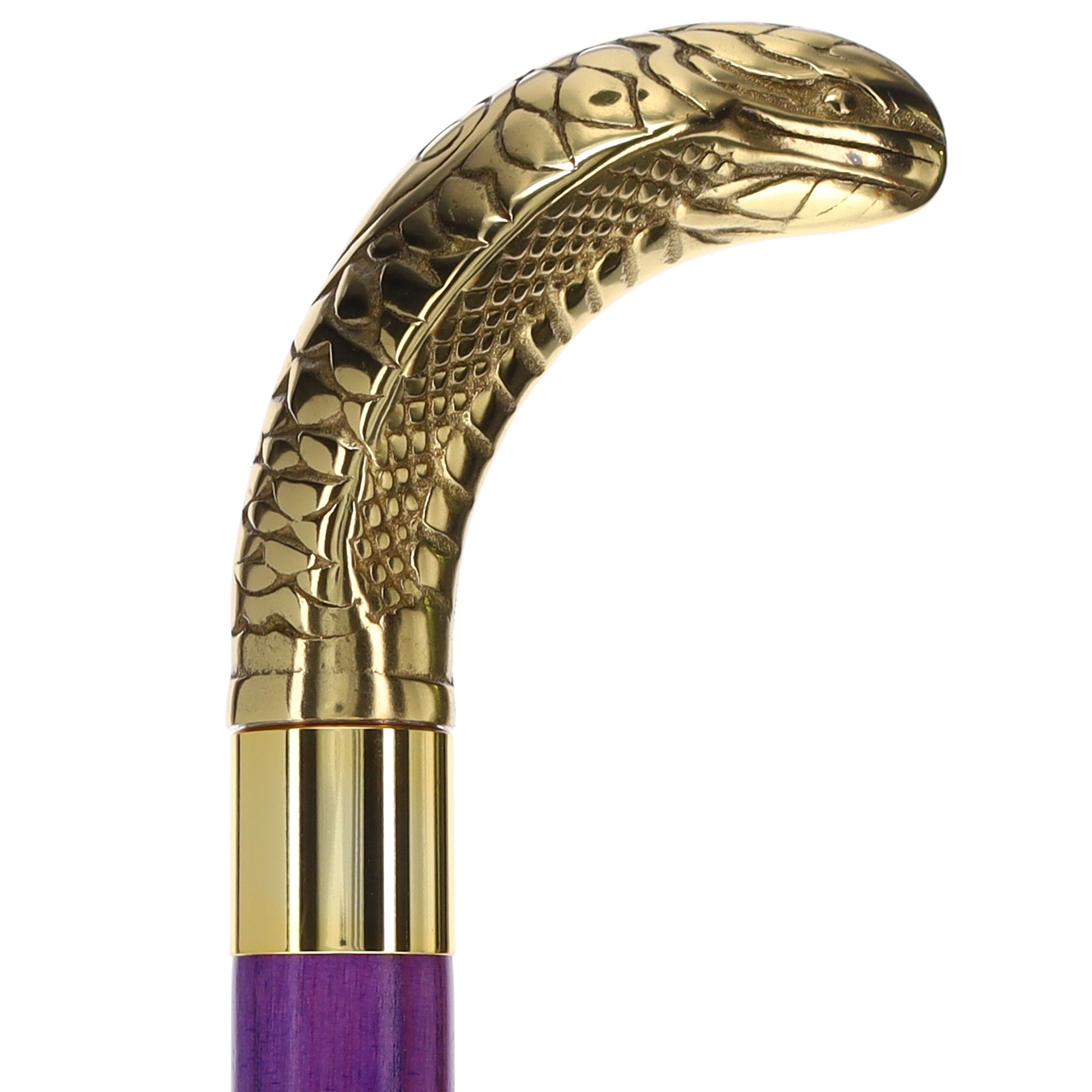 Premium Brass Snake Handle Cane: Stained Custom Color Shaft