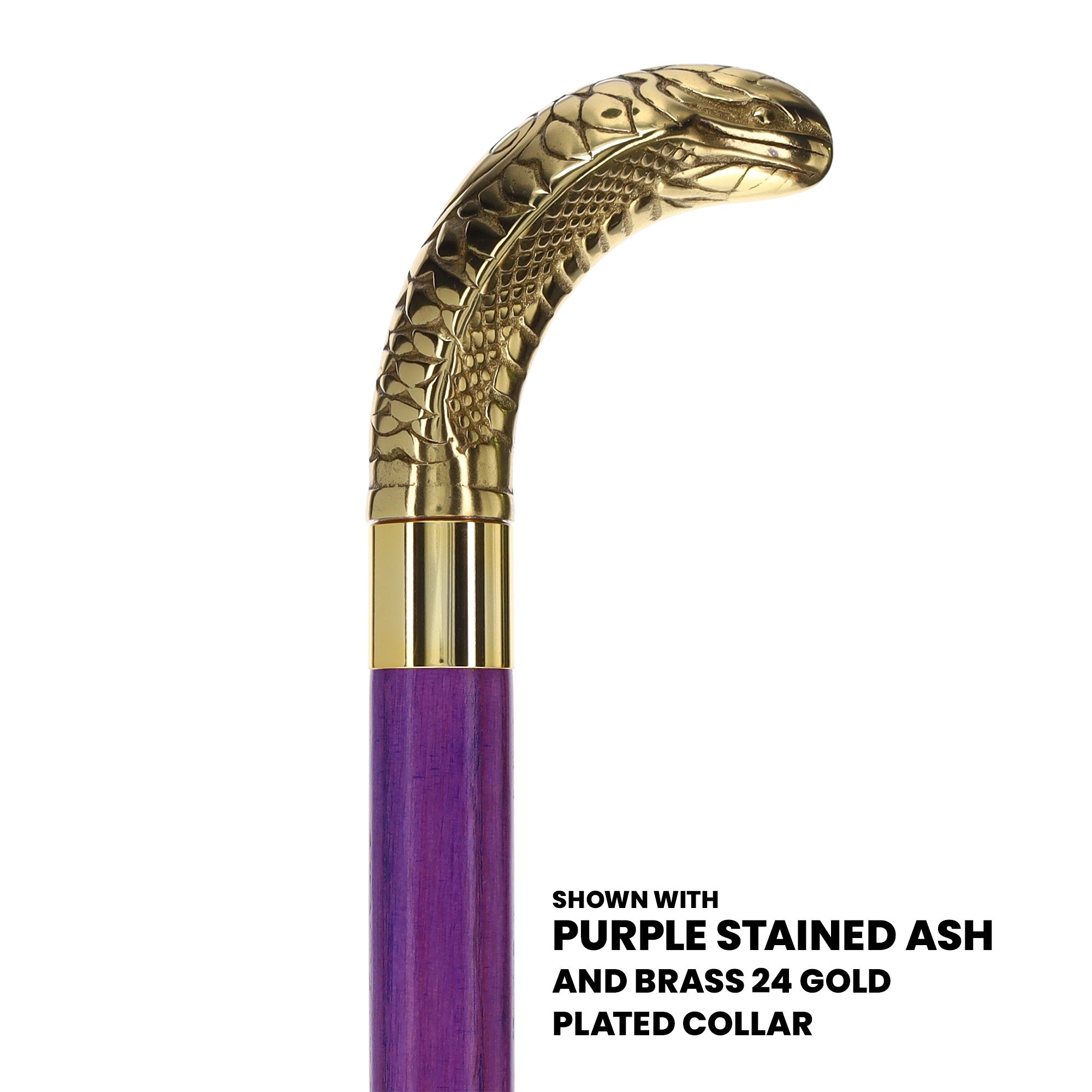 Premium Brass Snake Handle Cane: Stained Custom Color Shaft