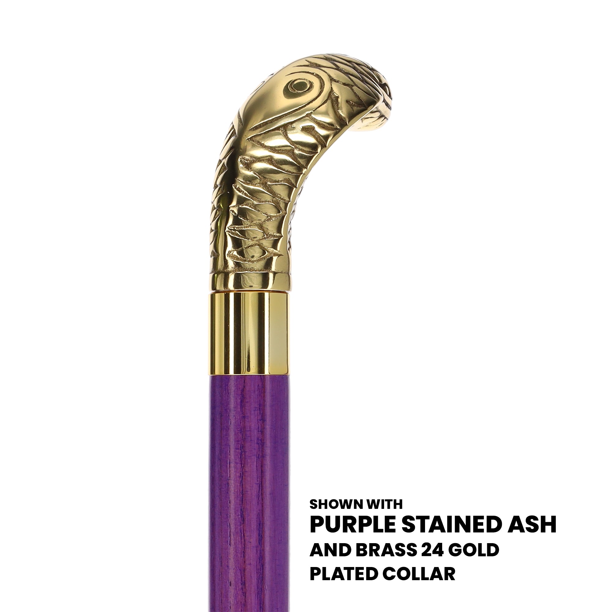 Premium Brass Snake Handle Cane: Stained Custom Color Shaft