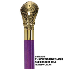 Premium Brass Snake Cane - Custom Stain & Ash Shaft