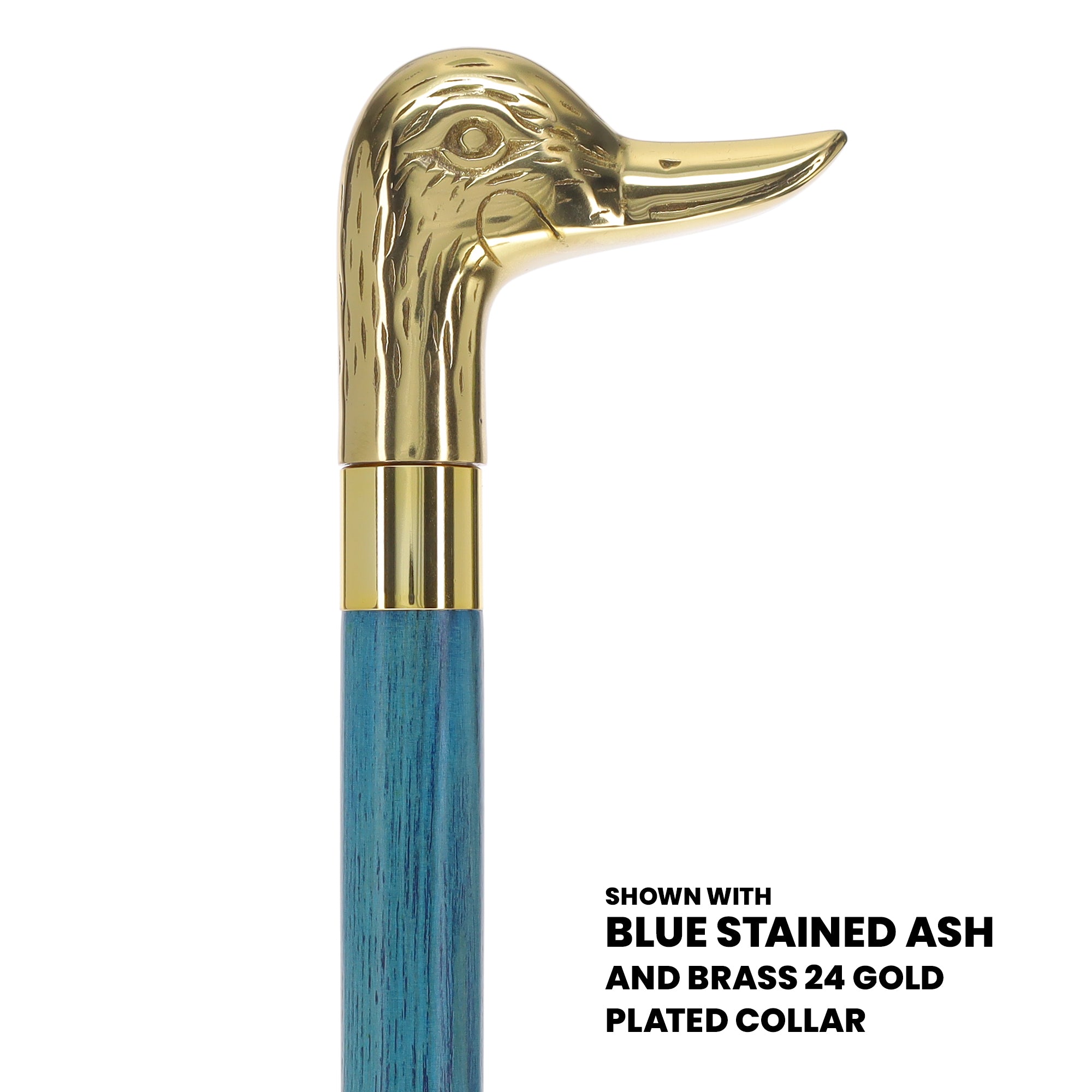 Premium Brass Duck Handle Cane: Stained Custom Color Shaft