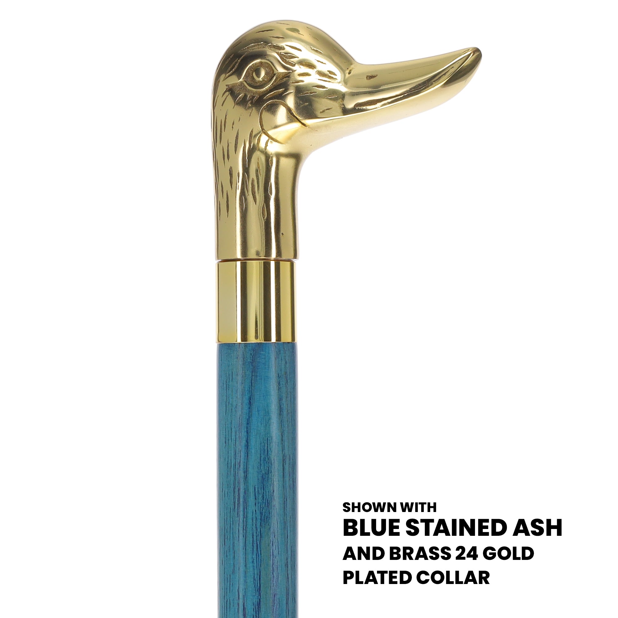 Premium Brass Duck Handle Cane: Stained Custom Color Shaft