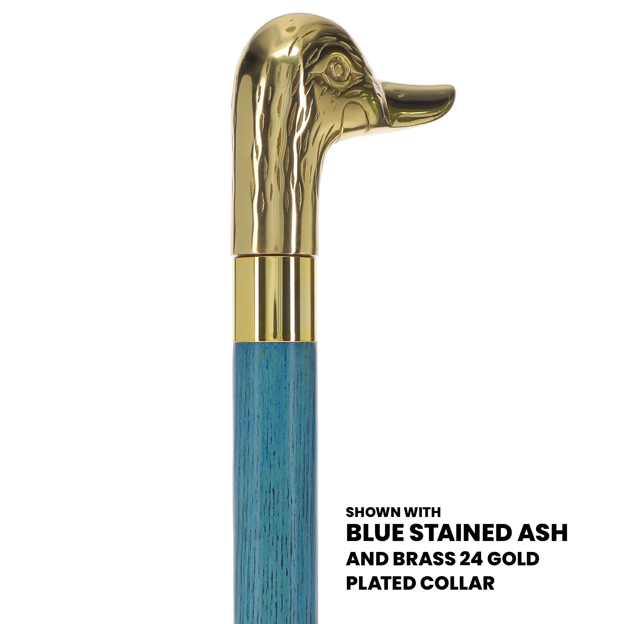 Premium Brass Duck Handle Cane: Stained Custom Color Shaft