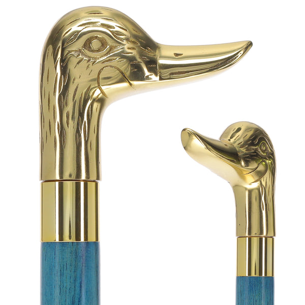 Premium Brass Duck Handle Cane: Stained Custom Color Shaft