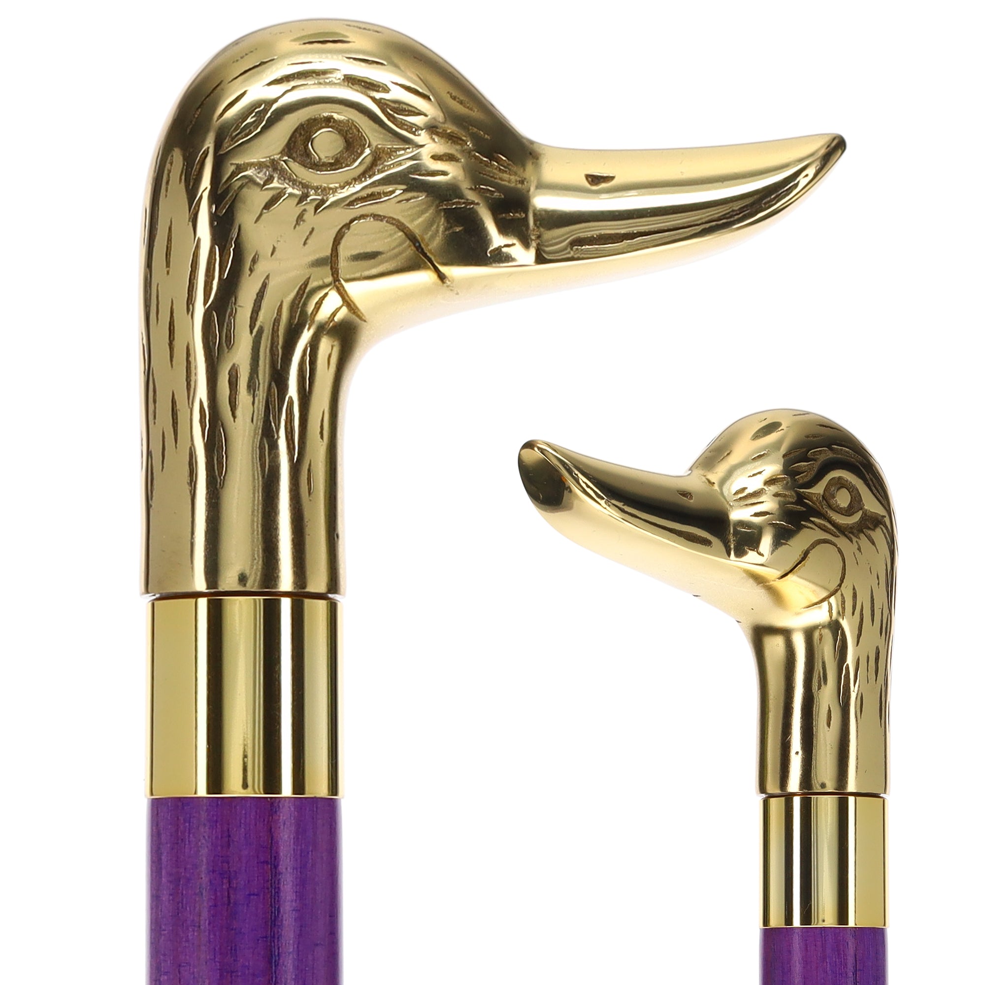 Premium Brass Duck Handle Cane: Stained Custom Color Shaft