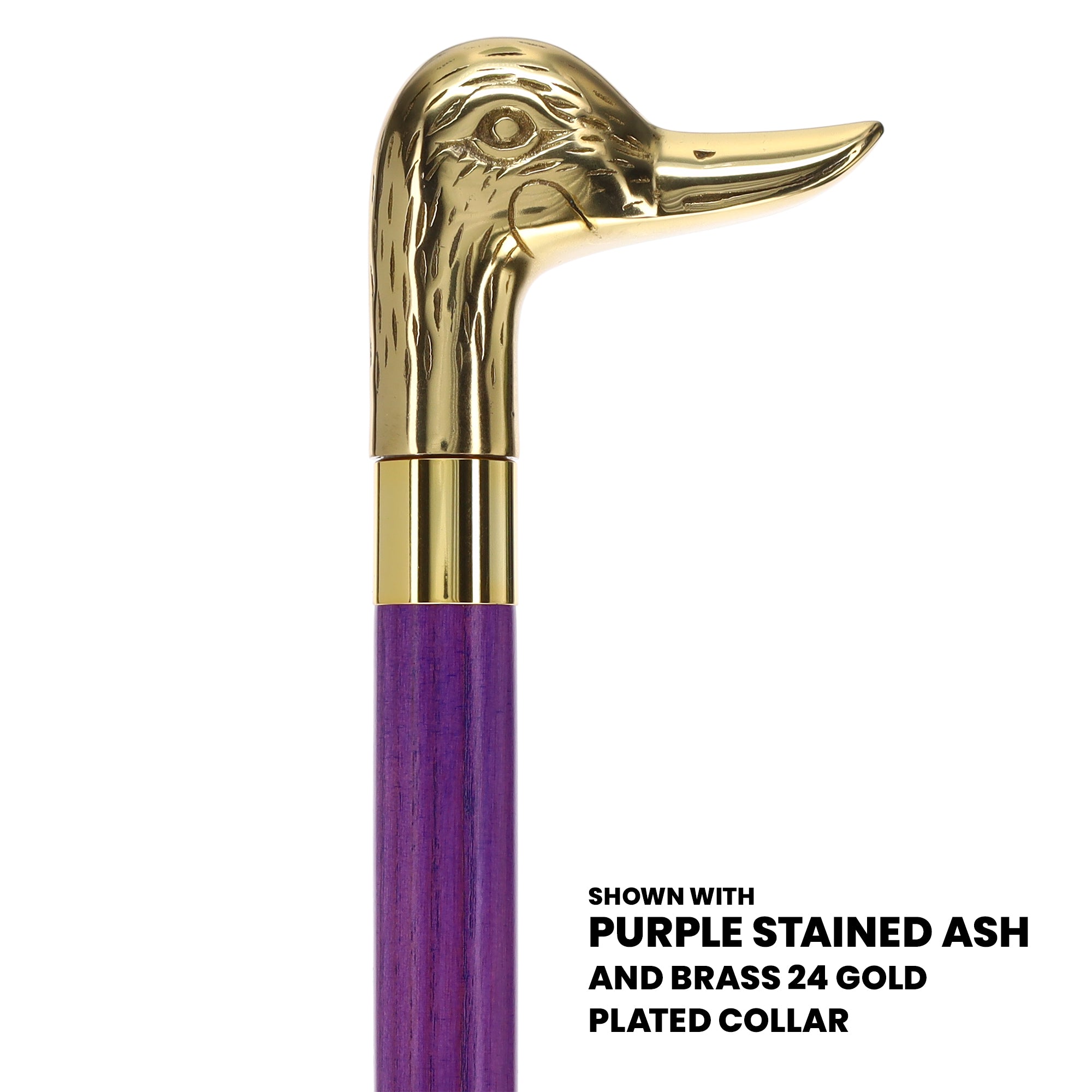 Premium Brass Duck Handle Cane: Stained Custom Color Shaft