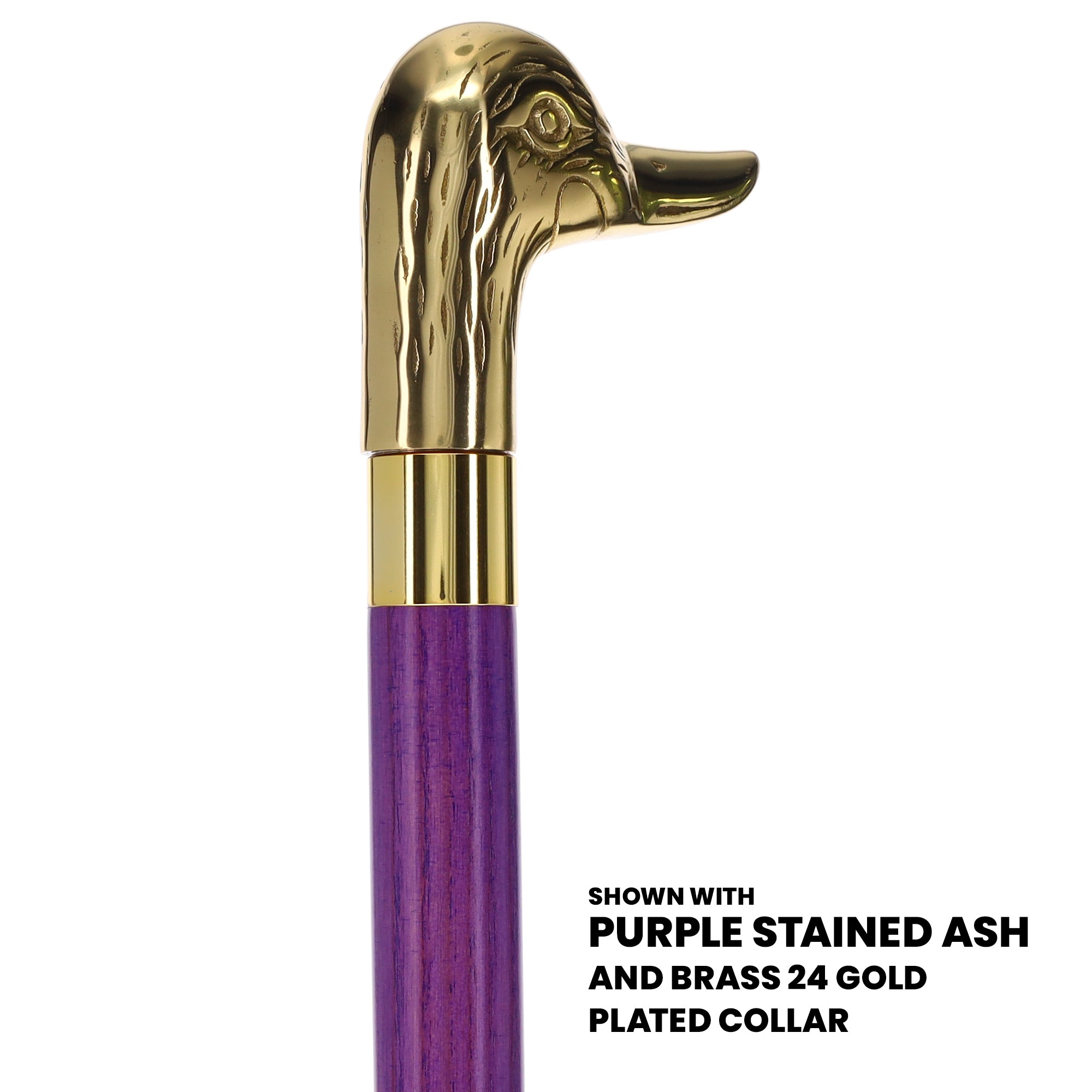 Premium Brass Duck Handle Cane: Stained Custom Color Shaft
