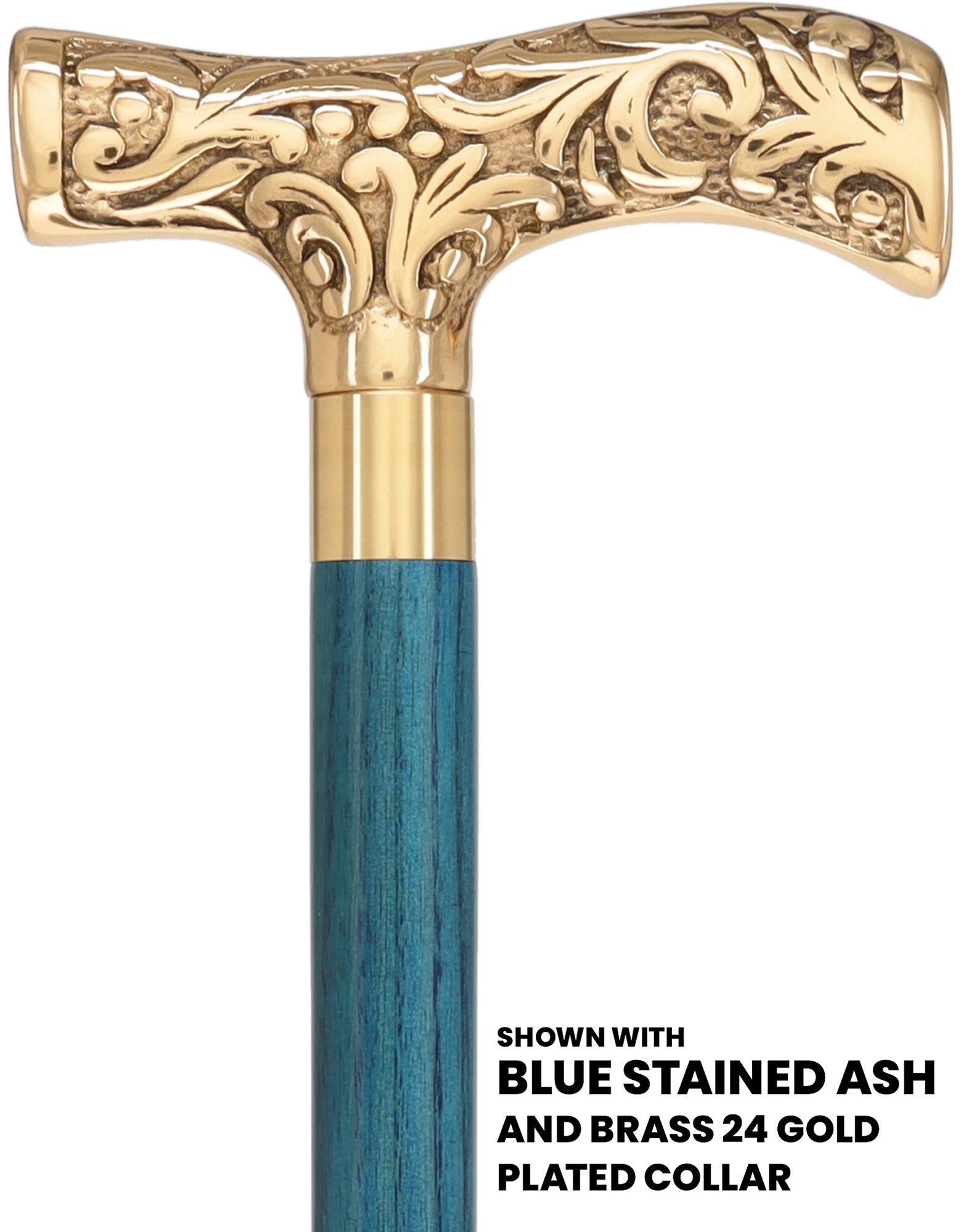 Premium Brass T-Shaped Handle Cane: Stained Custom Color Shaft