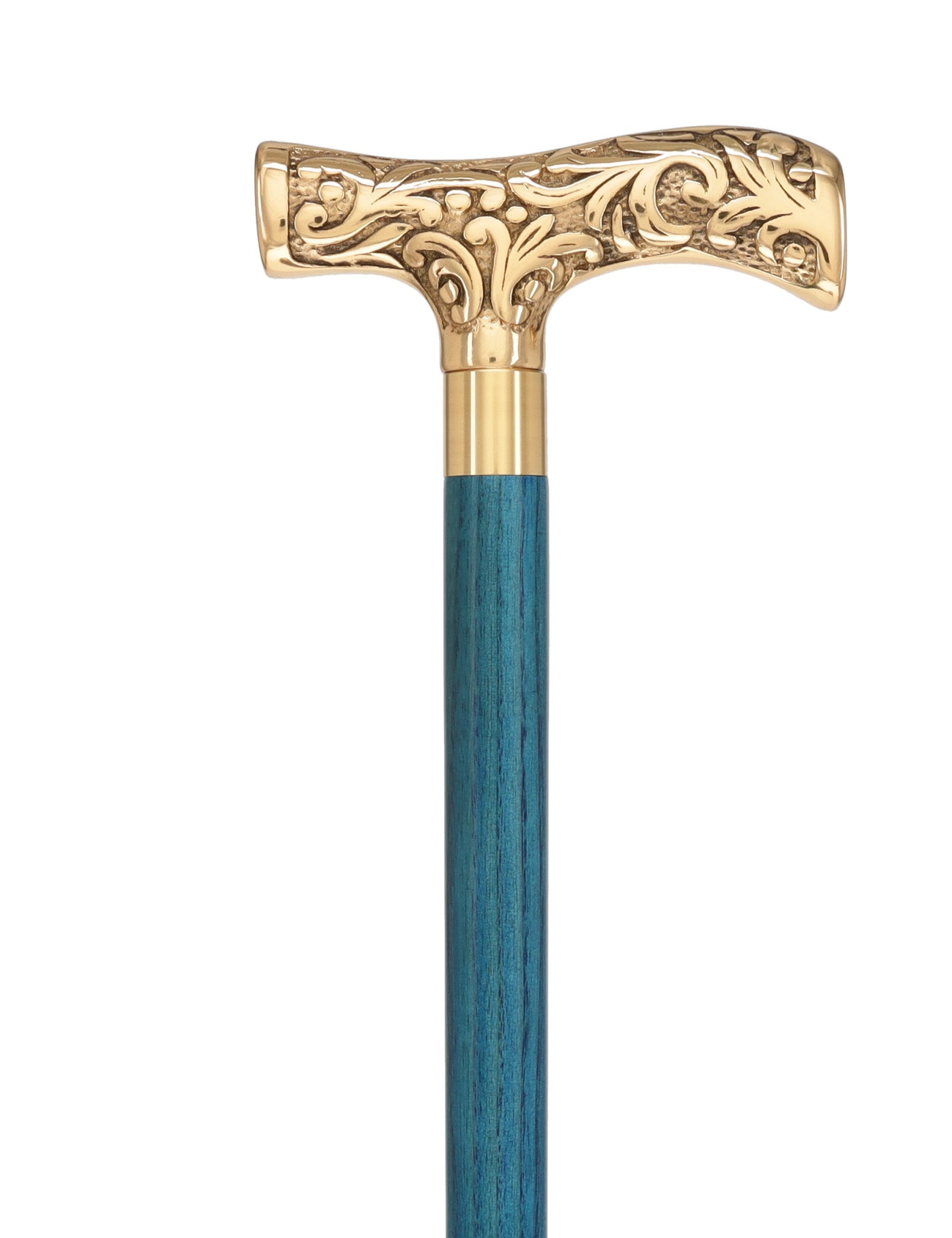 Premium Brass T-Shaped Handle Cane: Stained Custom Color Shaft