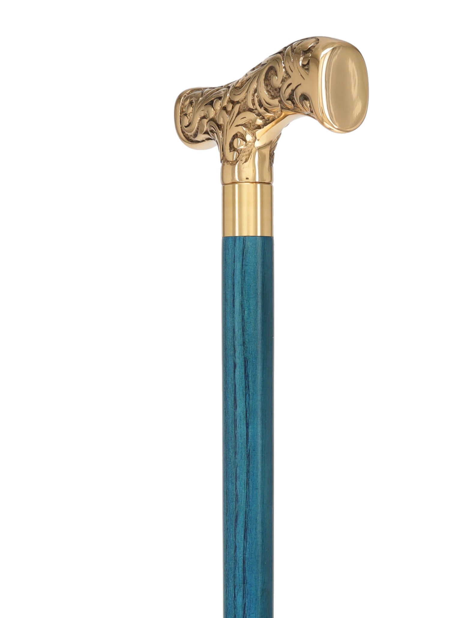 Premium Brass T-Shaped Handle Cane: Stained Custom Color Shaft