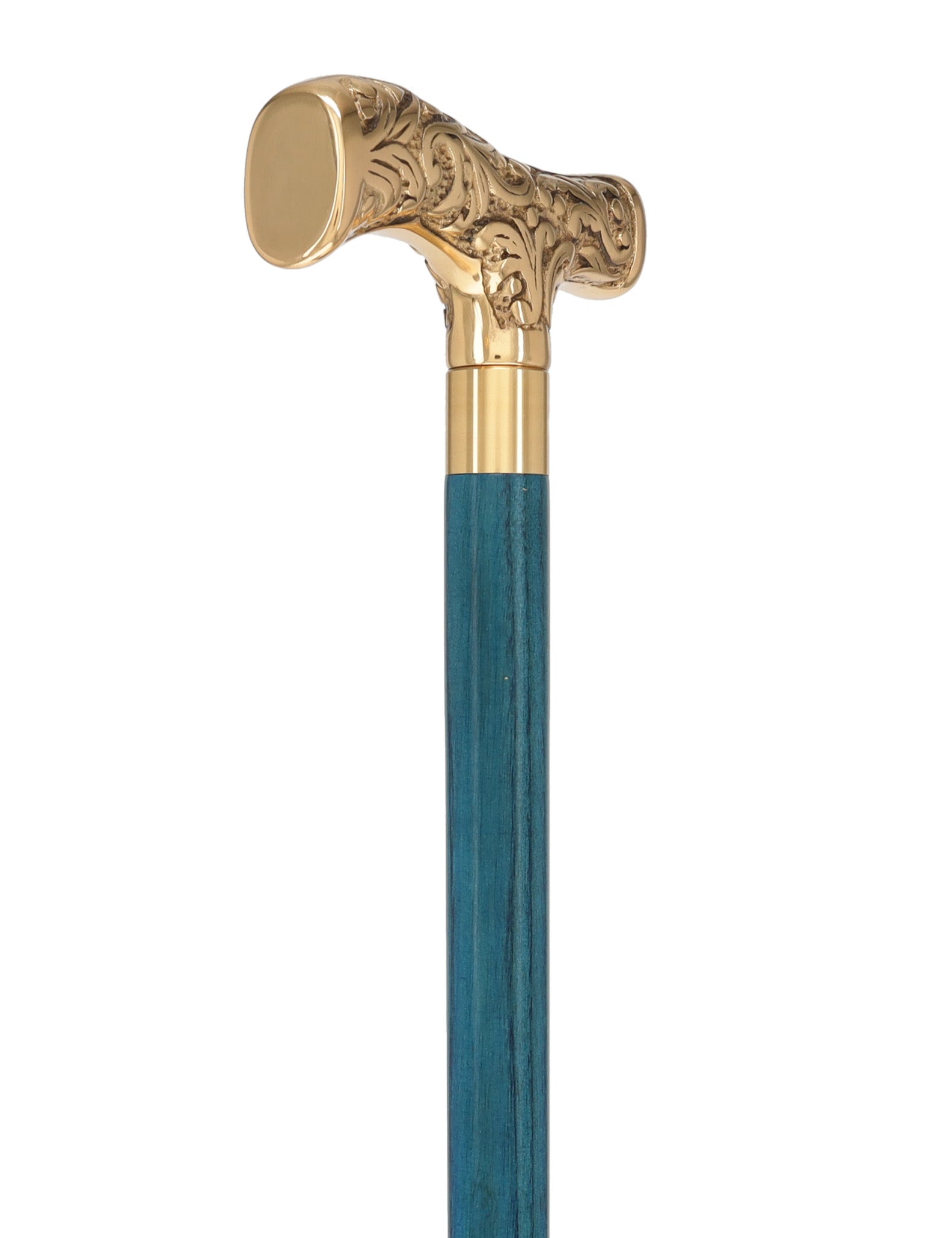 Premium Brass T-Shaped Handle Cane: Stained Custom Color Shaft