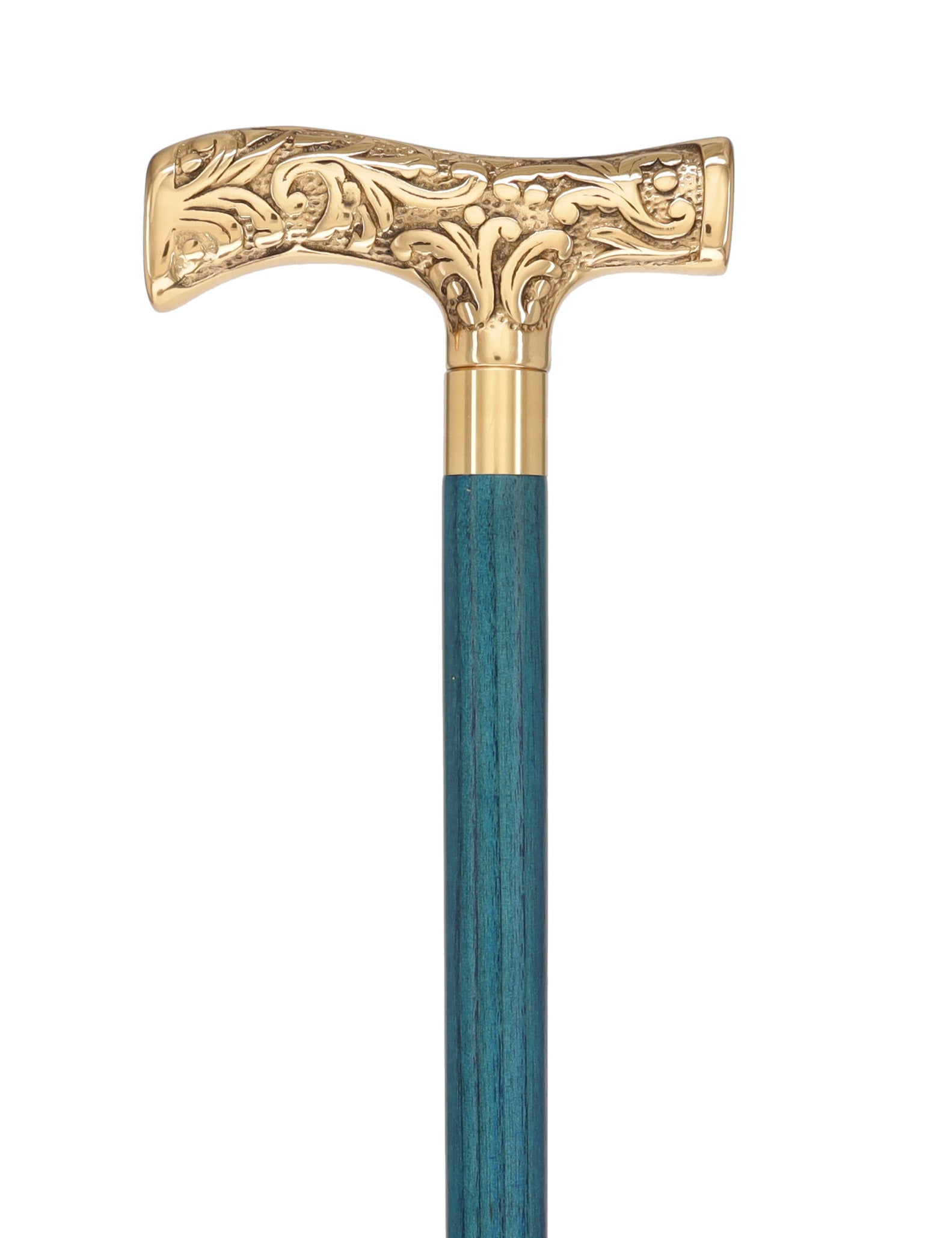 Premium Brass T-Shaped Handle Cane: Stained Custom Color Shaft