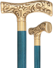 Premium Brass T-Shaped Handle Cane: Stained Custom Color Shaft