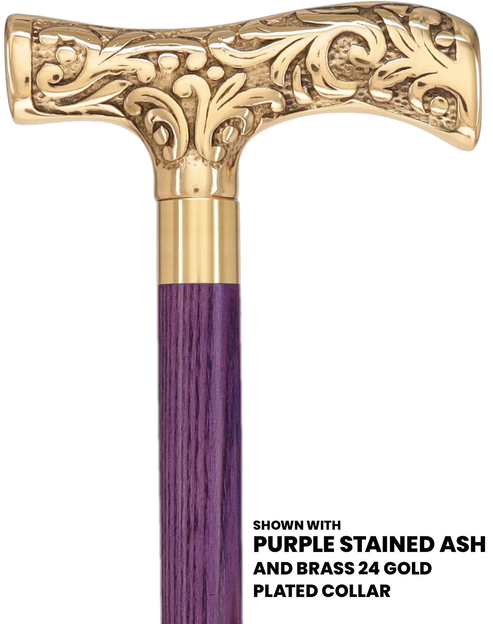 Premium Brass T-Shaped Handle Cane: Stained Custom Color Shaft