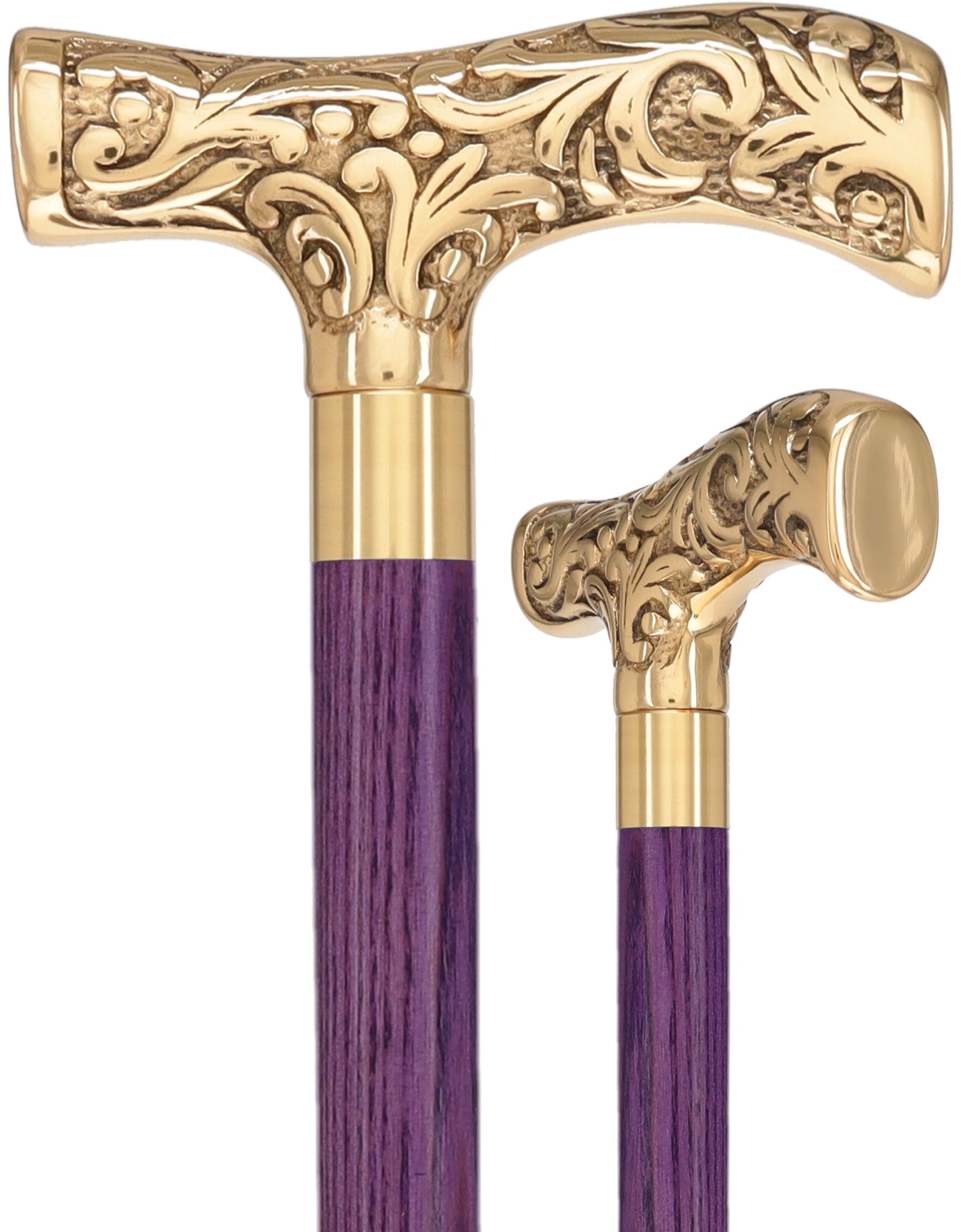 Premium Brass T-Shaped Handle Cane: Stained Custom Color Shaft