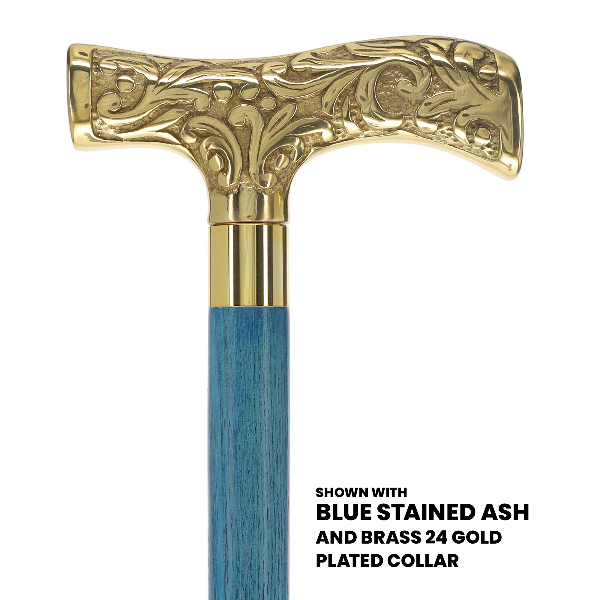 Premium Brass T-Shaped Handle Cane: Stained Custom Color Shaft