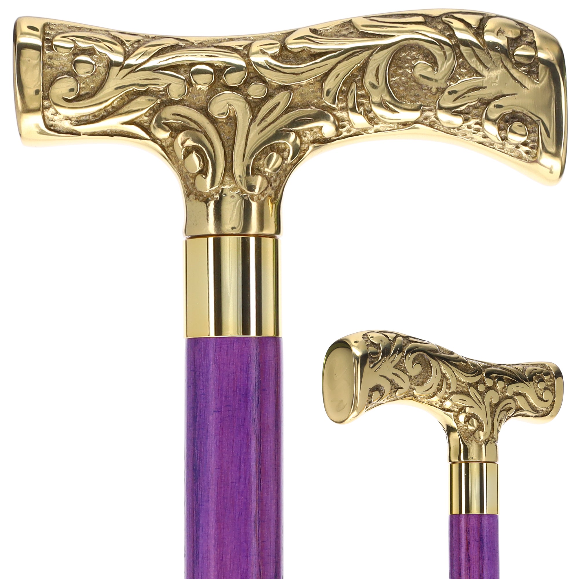 Premium Brass T-Shaped Handle Cane: Stained Custom Color Shaft