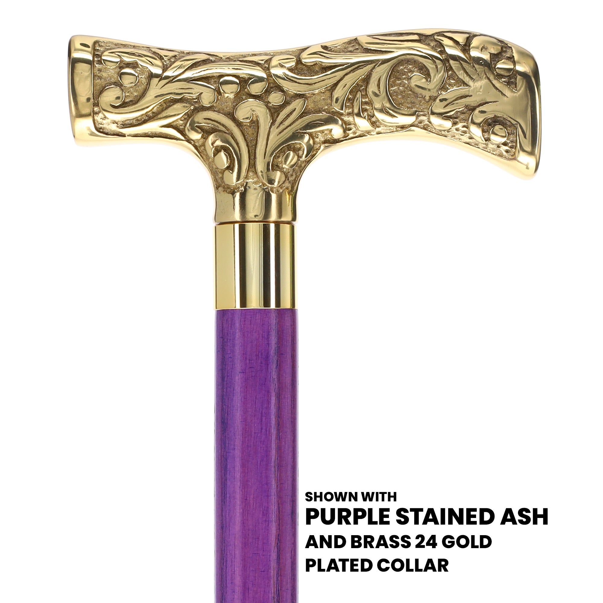 Premium Brass T-Shaped Handle Cane: Stained Custom Color Shaft