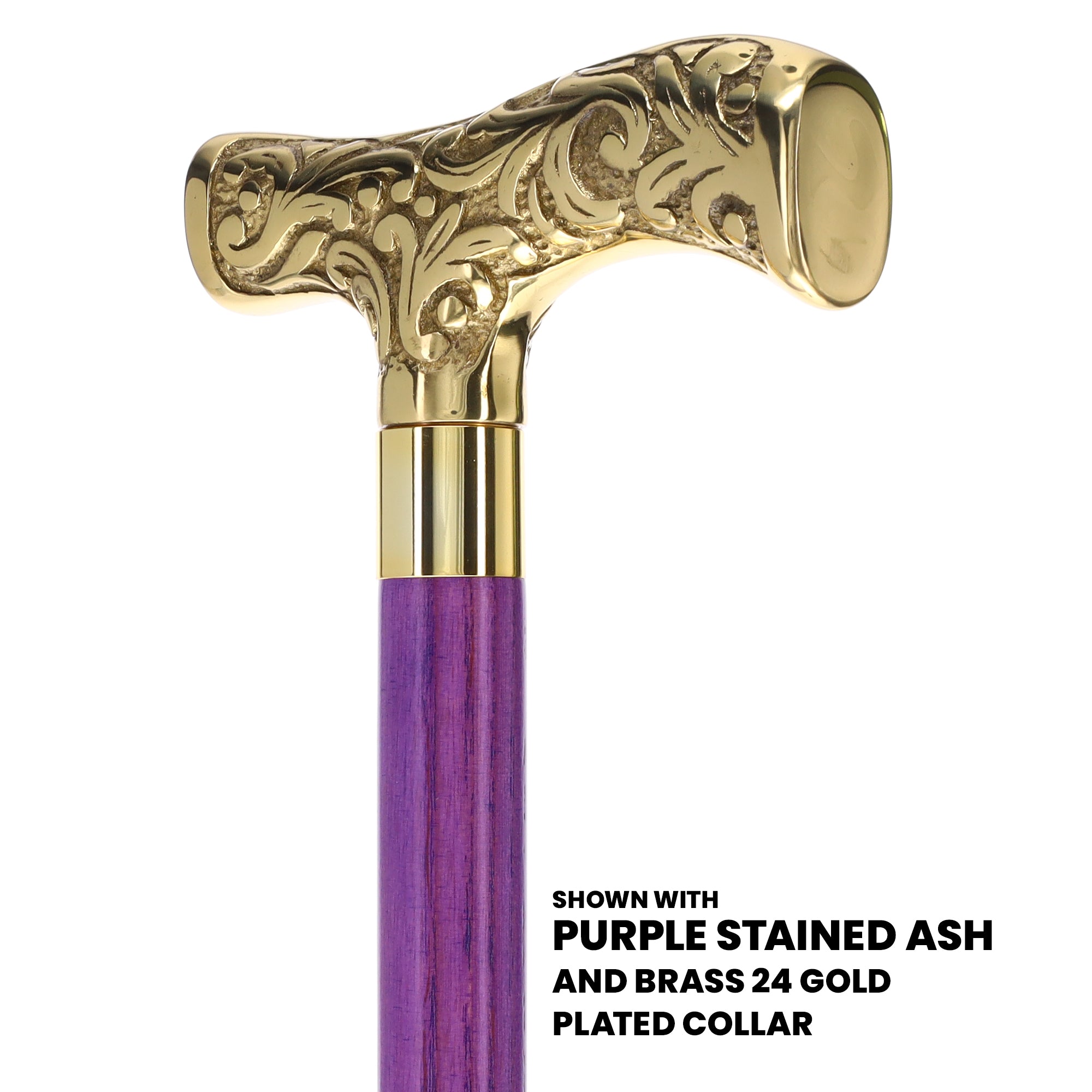Premium Brass T-Shaped Handle Cane: Stained Custom Color Shaft