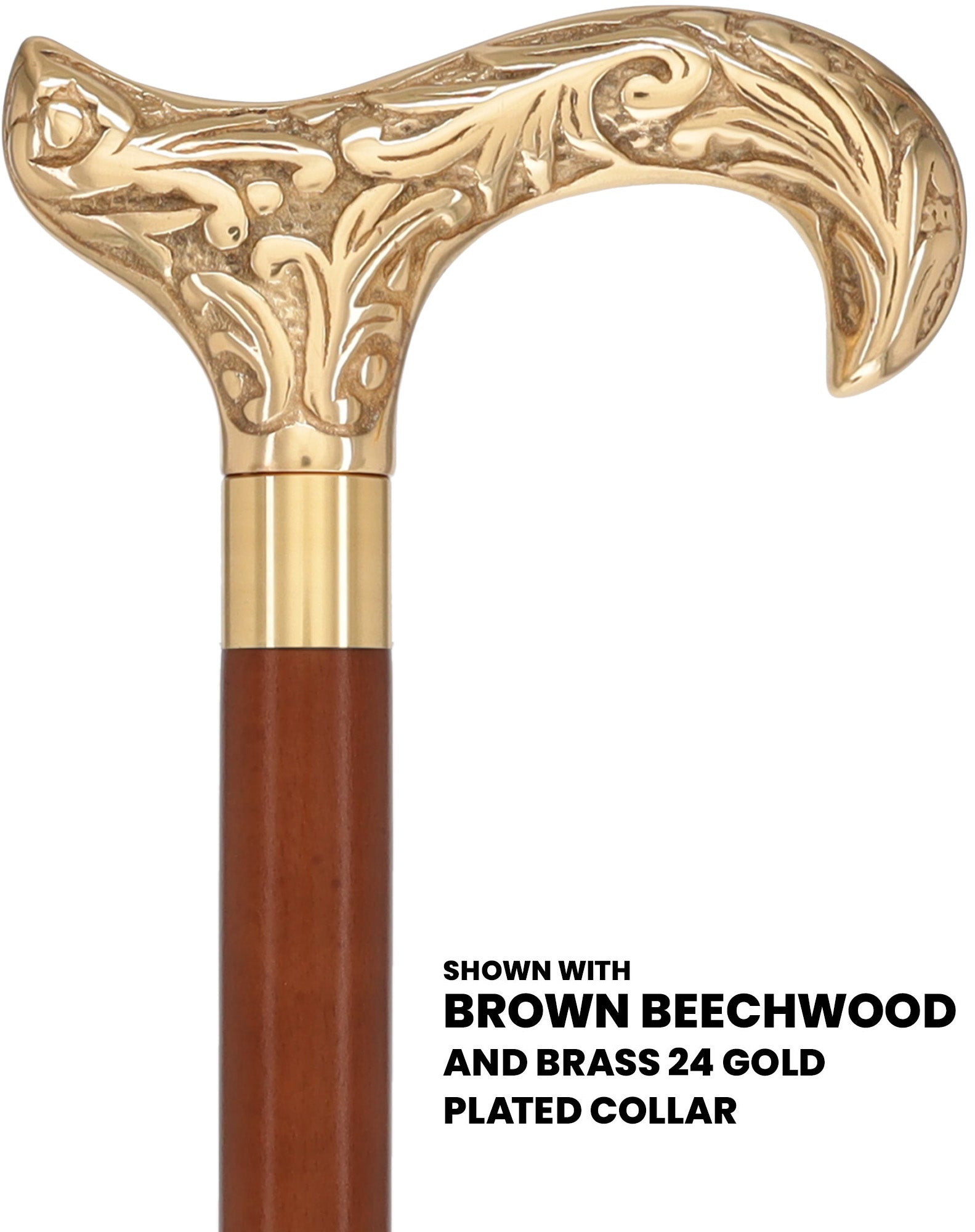 Premium Brass Derby Handle Walking Cane: Custom Shaft & Collar