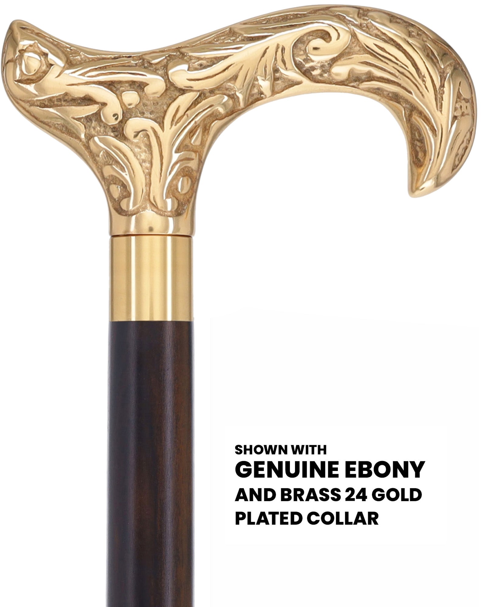 Premium Brass Derby Handle Walking Cane: Custom Shaft & Collar
