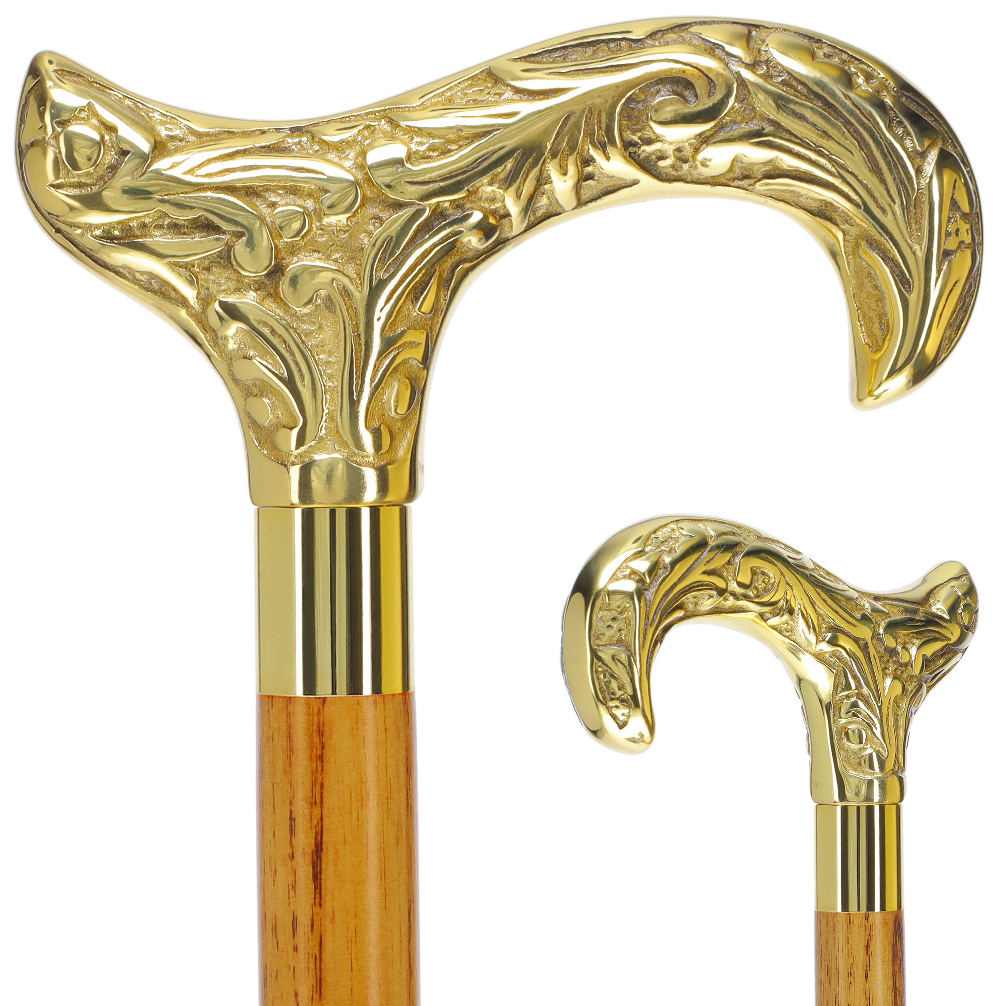 Premium Brass Derby Handle Walking Cane: Custom Shaft & Collar