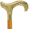 Scratch and Dent Brass Derby Handle Walking Cane w/ Brown Beechwood Shaft and Aluminum Gold Collar V3227