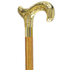 Scratch and Dent Brass Derby Handle Walking Cane w/ Brown Beechwood Shaft and Aluminum Gold Collar V3227