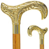 Scratch and Dent Brass Derby Handle Walking Cane w/ Brown Beechwood Shaft and Aluminum Gold Collar V2112