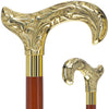 Scratch and Dent Brass Derby Handle Walking Cane w/ Brown Beechwood Shaft and Aluminum Gold Collar V2112