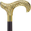 Scratch and Dent Brass Derby Handle Walking Cane w/ Brown Beechwood Shaft and Aluminum Gold Collar V2112