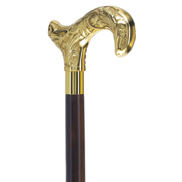 Brass Derby Handle Walking Cane w/ Custom Shaft and Collar