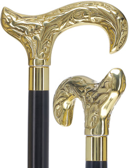 Scratch and Dent Premium Brass Derby Handle Walking Cane: Custom Shaft & Collar V2352