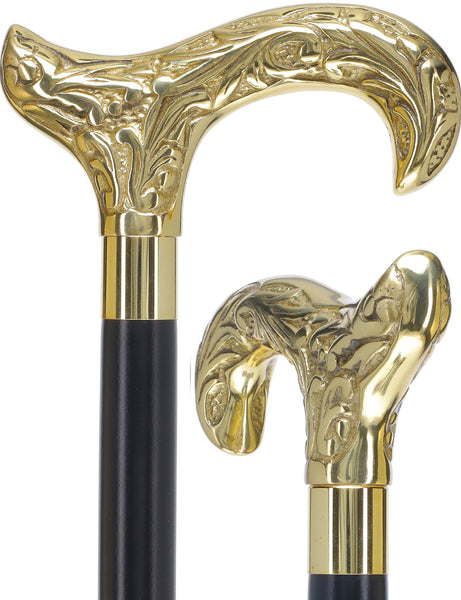 Premium Brass Derby Handle Walking Cane: Custom Shaft & Collar