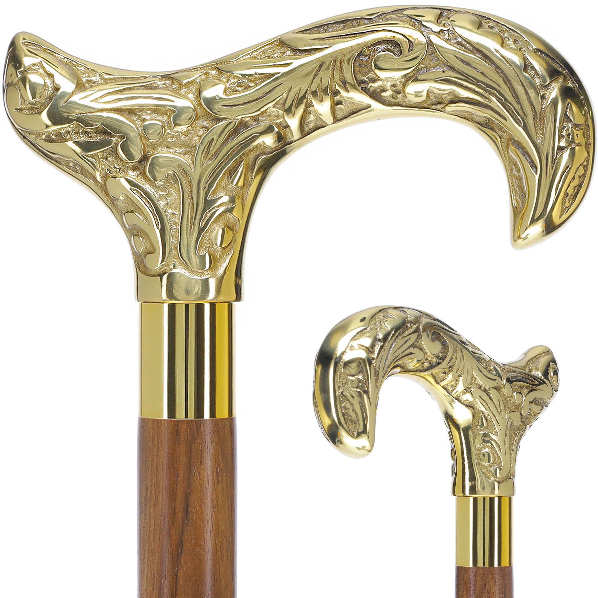 Premium Brass Derby Handle Walking Cane: Custom Shaft & Collar