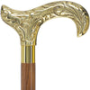 Scratch and Dent Brass Derby Handle Walking Cane w/ Brown Beechwood Shaft and Aluminum Gold Collar V3227