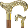 Scratch and Dent Brass Derby Handle Walking Cane w/ Brown Beechwood Shaft and Aluminum Gold Collar V3227