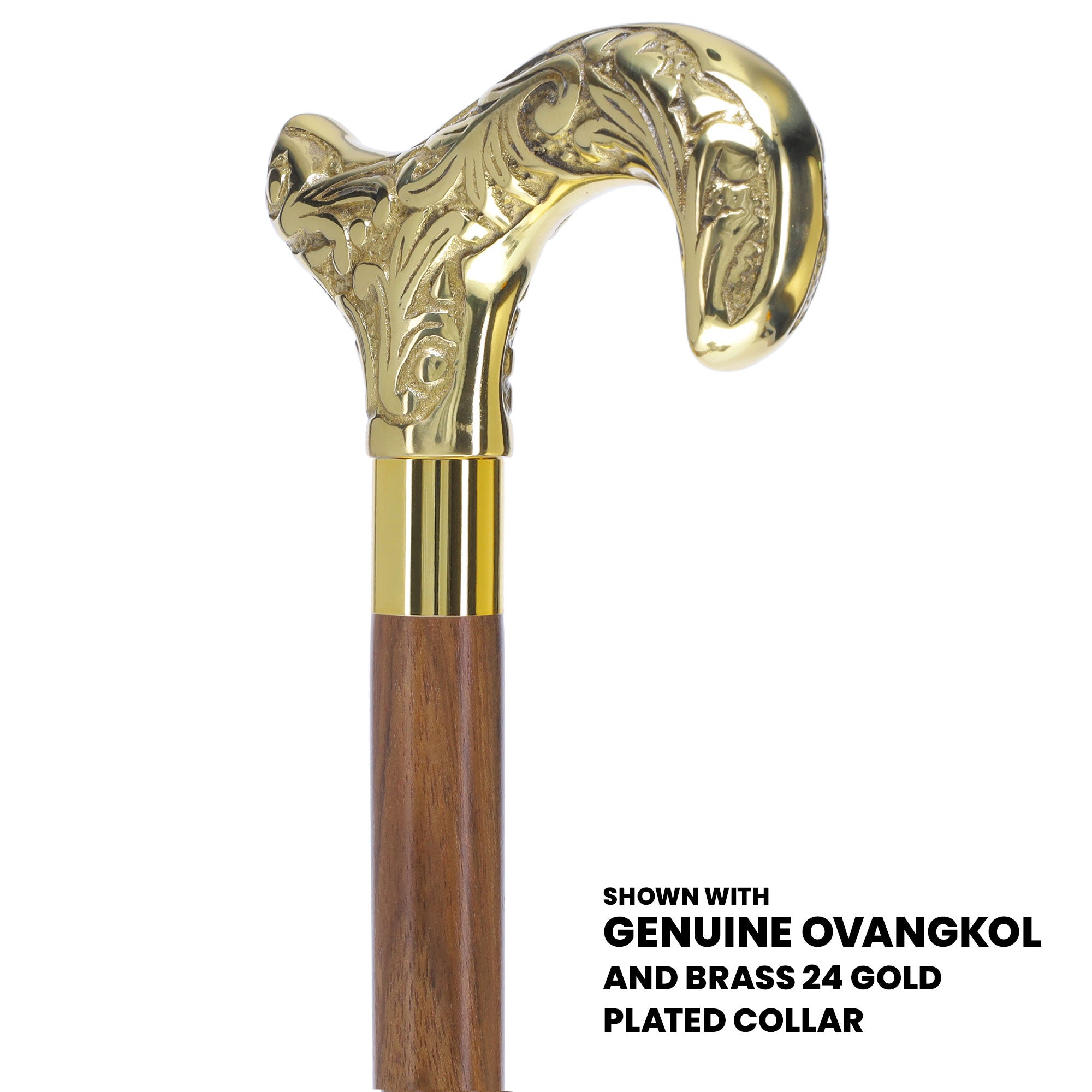 Premium Brass Derby Handle Walking Cane: Custom Shaft & Collar