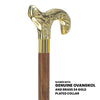 Scratch and Dent Brass Derby Handle Walking Cane w/ Brown Beechwood Shaft and Aluminum Gold Collar V3227