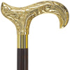 Scratch and Dent Brass Derby Handle Walking Cane w/ Brown Beechwood Shaft and Aluminum Gold Collar V2112