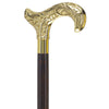 Scratch and Dent Brass Derby Handle Walking Cane w/ Brown Beechwood Shaft and Aluminum Gold Collar V3227