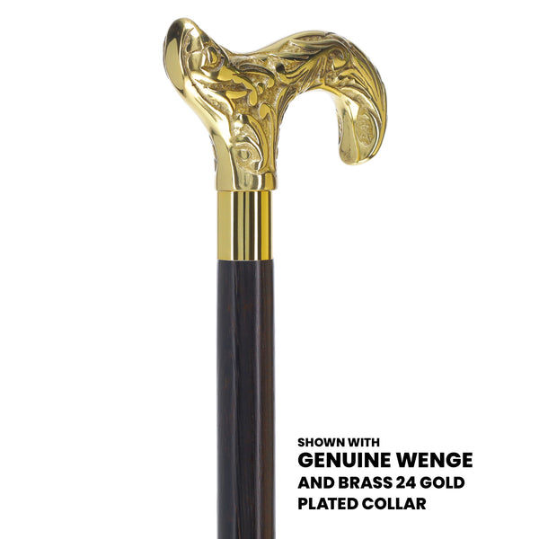 Brass Derby Handle Walking Cane w/ Custom Shaft and Collar